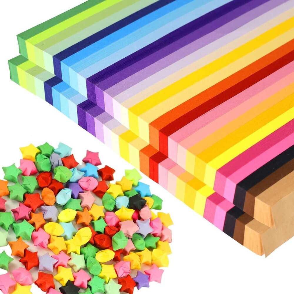 3024 Sheets Origami Paper Star Paper Strips 27 Assortment Color Star Papers Luck